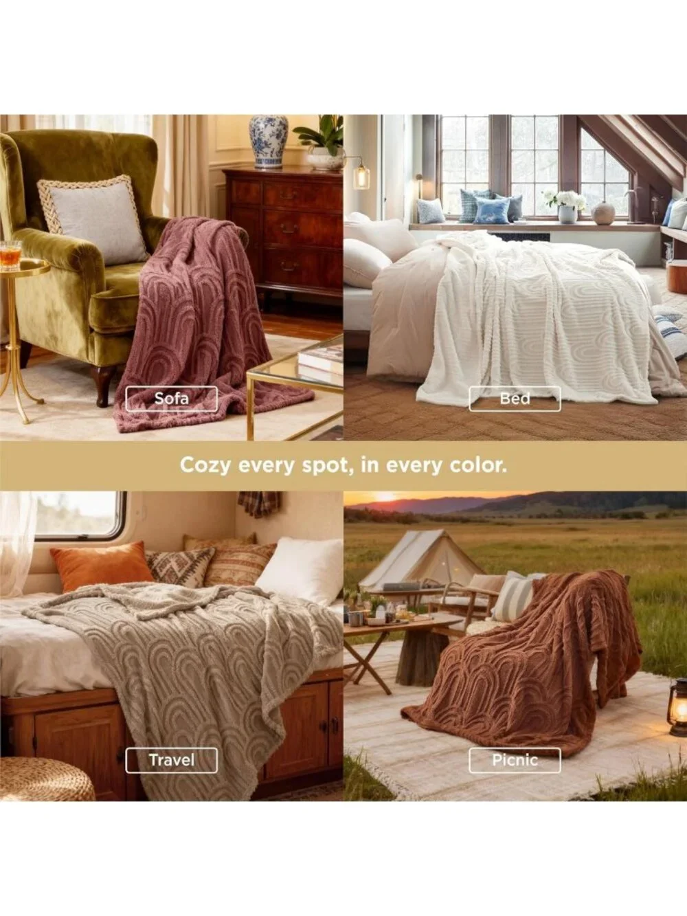 Super Soft Cozy Fleece Throw Blanket - Fluffy Couch & Bed Blanket, 50x70 Inches